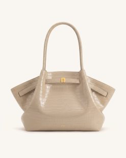 Hana Large Tote Bag - Elephant Grey Croc
