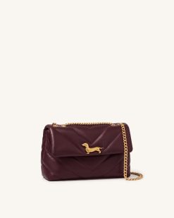 Alternative view of Riley Dachshund Quilted Flap Shoulder Bag - Deep Burgundy