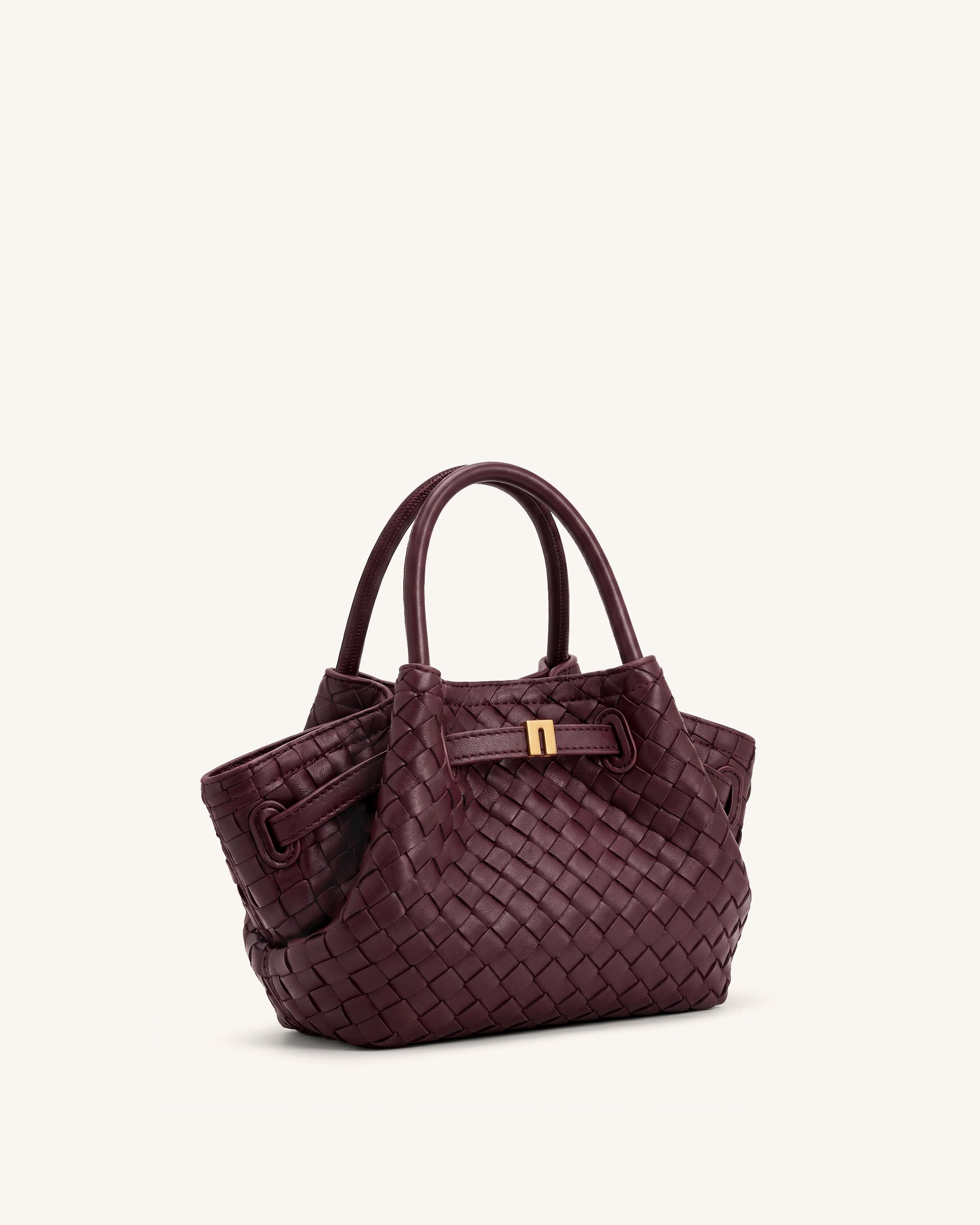 Hana Mini Woven Tote Bag - Dark Burgundy - Image 2