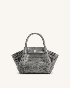 Hana Mini Tote Bag - Grey Croc