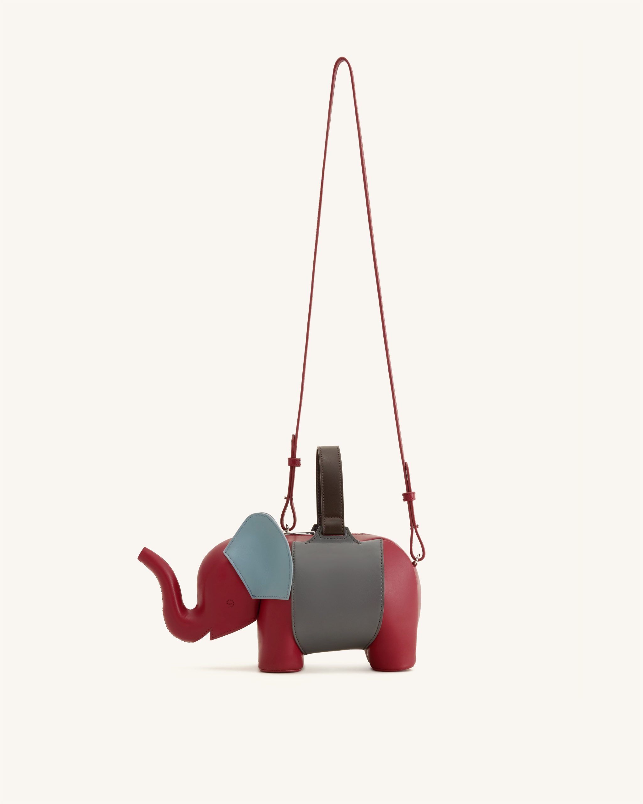 Claire Elephant Shaped Handbag - Red/Dark Gray - Image 2
