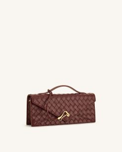 Alternative view of Celeste Woven Textured Envelope Top Handle Bag - Burgundy