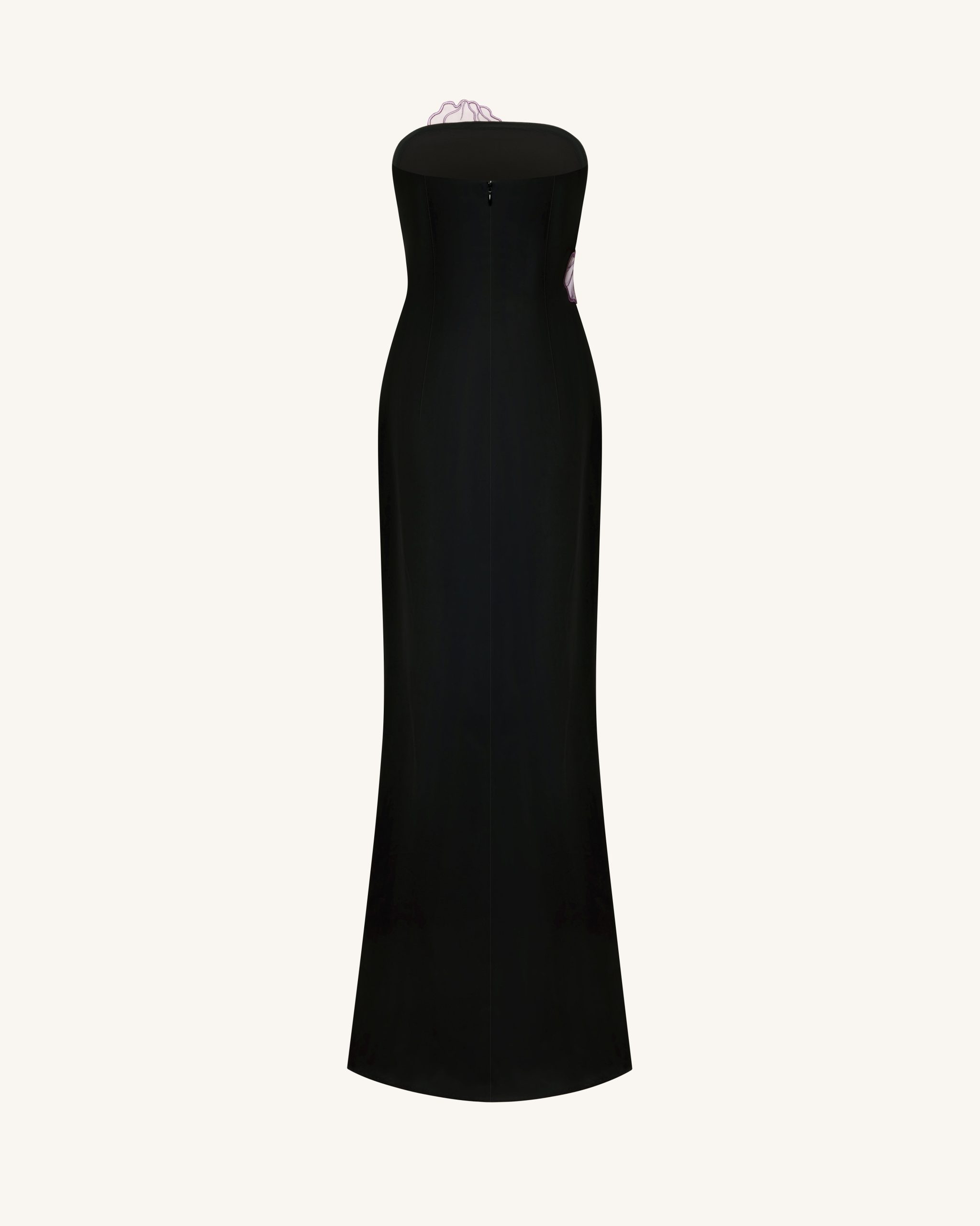 Iris Floral-Appliqué Strapless Maxi Dress - Black - Image 4