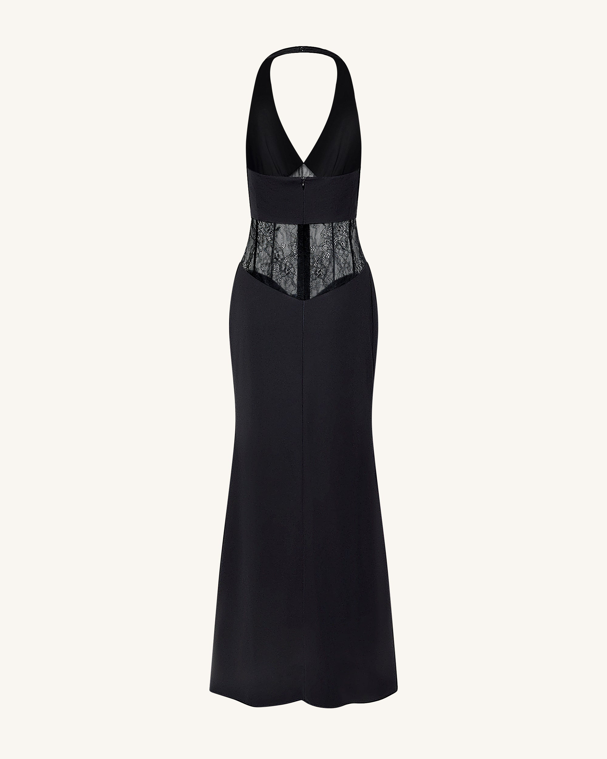 Ruched Lace Panel Maxi Dress - Black - Image 5