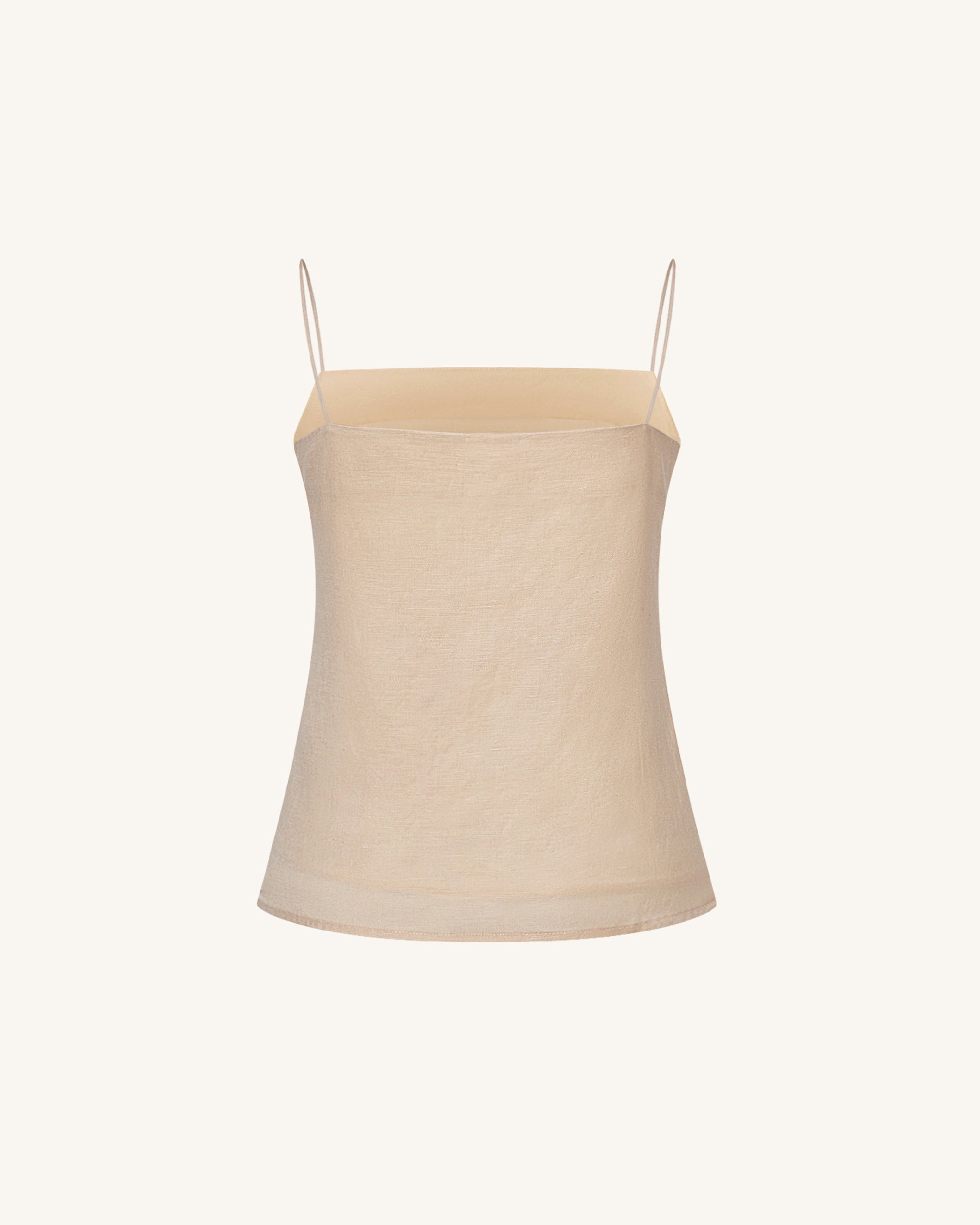 Linen Corded Embroidery Strappy Camisole - Natural - Image 5