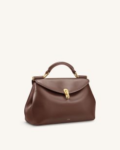 Alternative view of Audrey Flap Lock Top Handle Bag - Brown