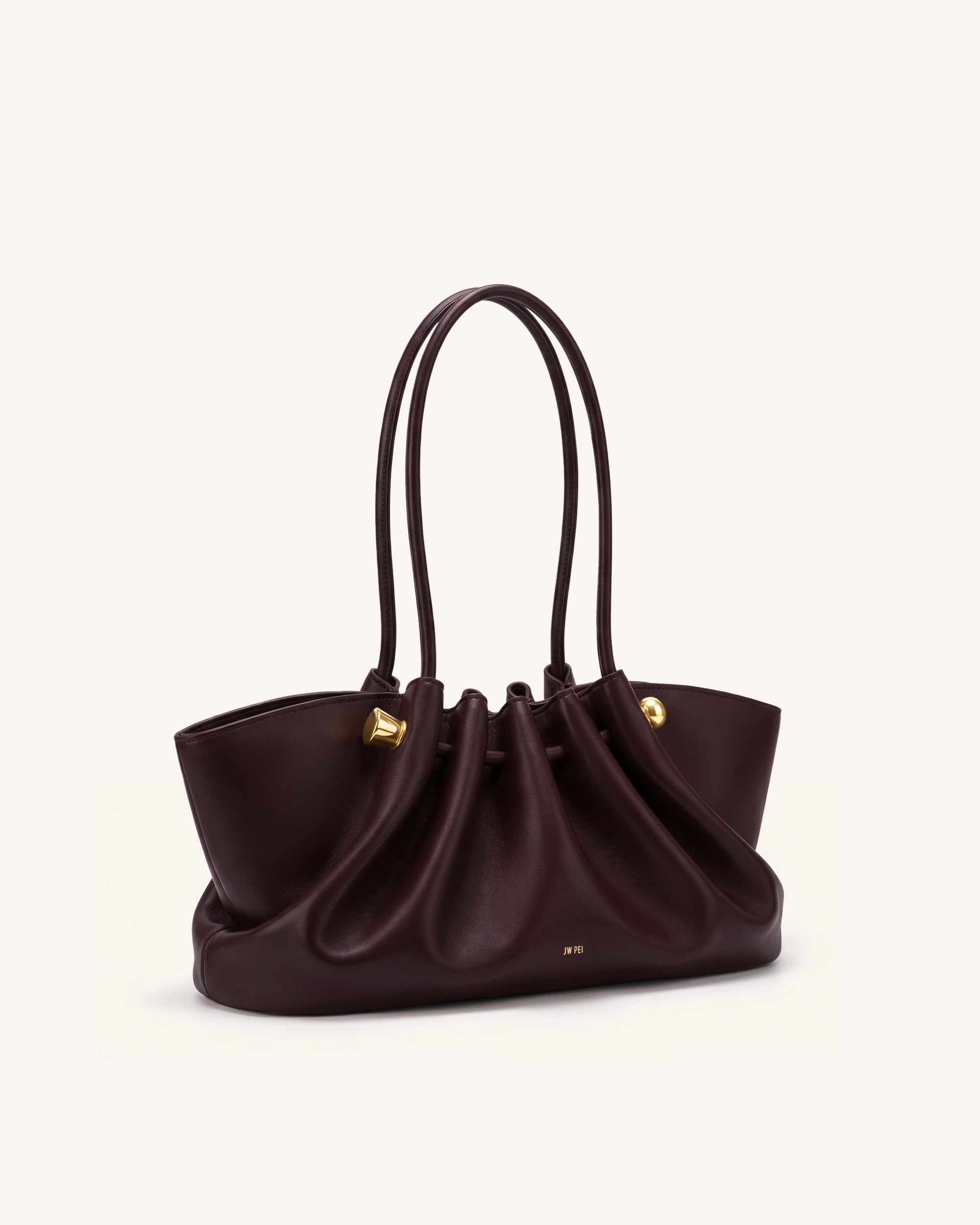 Naomi Gathered Long Handle Shoulder Bag - Deep Burgundy - Image 2